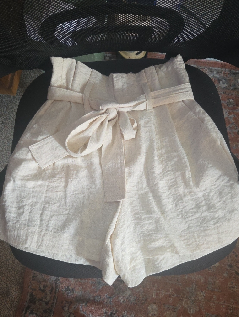 a new day Cream Paperbag Tie-Waist Shorts